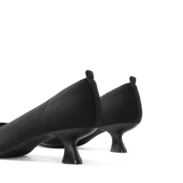 Low Kitten Heel Knit Pumps - BLACK - 4